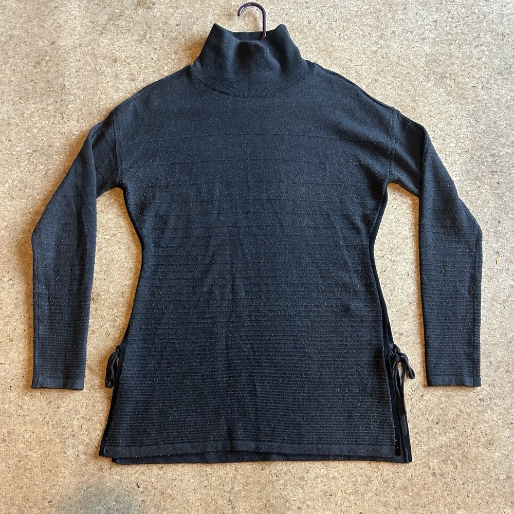 SmartWool Sweater Womens Size M Charcoal Gray Creek Tunic Tie Side Merino Wool